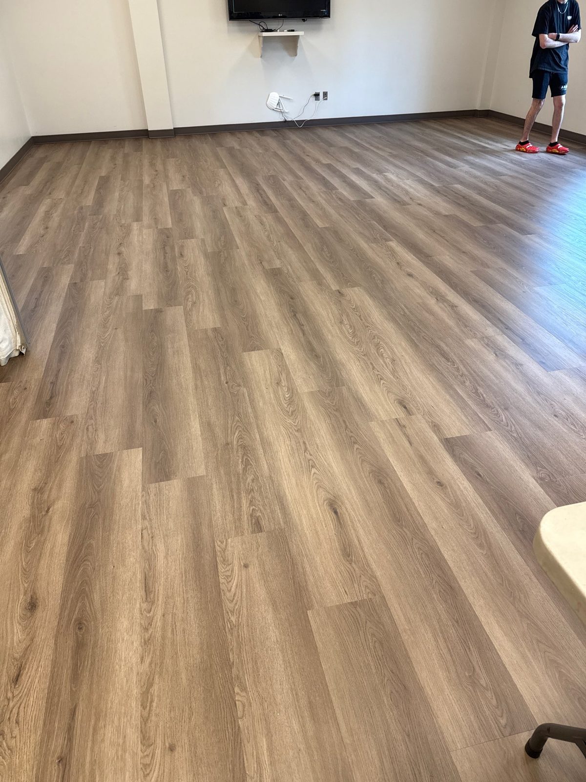 Commercial luxury vinyl plank installed in a North Georgia business
